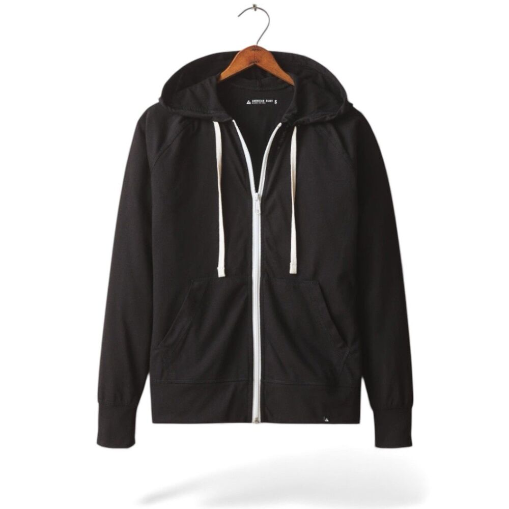American Giant Lightweight Hoodie Womens M Black Full Zip Sweatshirt Raglan NEW